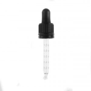 Black Tamper Evident Hole Cap, Black Bulb & 77mm Graduated Pipette