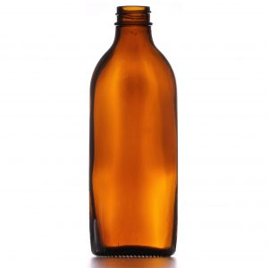 150ml Amber Sloping Shoulder Flat Glass Bottle R3/24