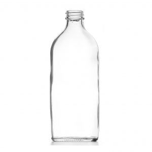 300ml Clear Sloping Shoulder Flat Glass Bottle R3/28