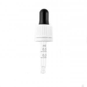GL18 White Tamper Evident Hole Cap, Black Bulb & 61mm Grad. Pipette