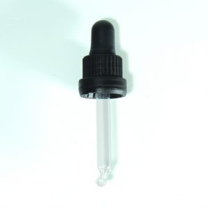 GL18 Black PP Tamper Evident Hole Cap, Natural Rubber Bulb & 59mm Pipette