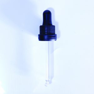 GL18 Black PP Tamper Evident Hole Cap, Natural Rubber Bulb & 77mm Pipette