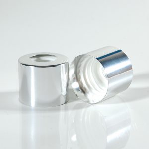 GL18 Bright Silver Aluminium Hole Cap with White PP insert for pipettes