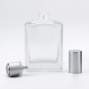 50ml GHANA Fragrance Bottle with Matt Silver Push-On Atomiser and Matt Silver Tri-Cap