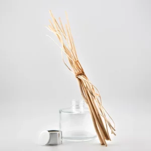 100ml Karma Diffuser Bottle with Bright Silver Aluminium Collar and Mixed Style Reeds