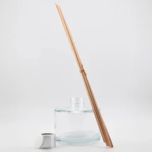200ml Karma diffuser bottle with Bright Silver Aluminium Collar and 30cm Reeds