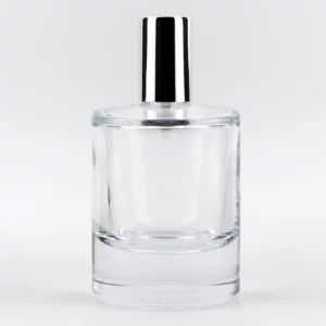 50ml SARA Fragrance Bottle with Bright Silver Push On Atomiser and Bright Silver Aluminium Tri-Cap