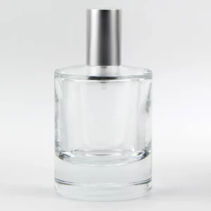 50ml SARA Fragrance Bottle with Matt Silver Silver Push On Atomiser and Matt Silver Aluminium Tri-Cap