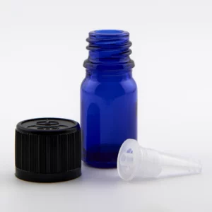 5ml LINCOLN Blue Glass Dropper Bottle GL18 Black CRC Cap & 1.5mm Dropper