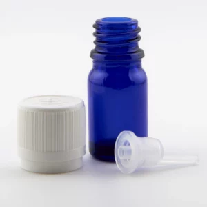5ml LINCOLN Blue Glass Dropper Bottle with GL18 White TE / CRC Cap & 0.7mm Dropper