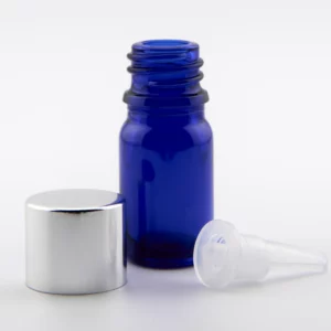 5ml LINCOLN Blue Glass Dropper Bottle with GL18 Bright Silver Alu Cap & 0.7mm Dropper