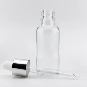 30ml MARLOW Clear Bottle with Bright Silver Aluminium Pipette
