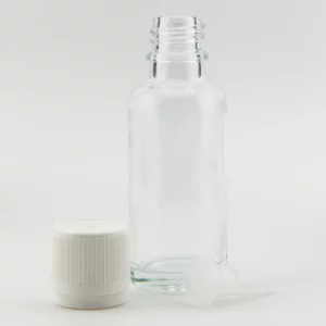 30ml MARLOW Clear Glass with GL18 White TE / CRC Cap & 0.7mm Dropper