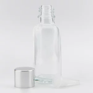 30ml MARLOW Clear Glass with GL18 Bright Silver Alu Cap & 0.7mm Dropper