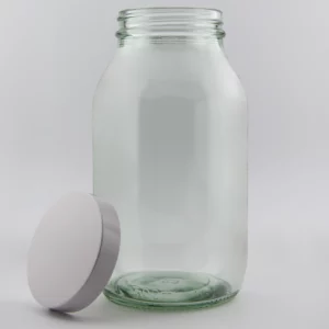 500ml Clear Glass Powder Jar and R3/58 White Urea Cap PVDC lined