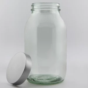500ml Clear Glass Powder Jar and R3/58 Sprayed Matt Silver PP Screw Cap EPE liner