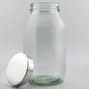500ml Clear Glass Powder Jar and R3/58 Bright silver PVDC lined with Aluminium Sheath