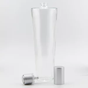 100ml Clear OMEGA Crimp 15FEA Matt silver Push-on atomiser and Matt silver cap