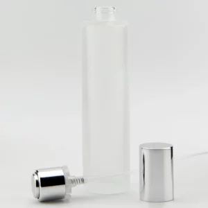 25ml APOLLO Acid Etched glass 15FEA with Bright Silver Push-On Atomiser and Bright Silver Aluminium Tri-Cap