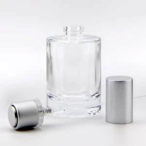 30ml SARA Fragrance Bottle with Matt Silver Silver Push On Atomiser and Matt Silver Aluminium Tri-Cap
