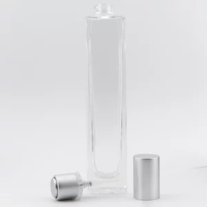 50ml EMPIRE Fragrance Glass 15FEA  Matt  Silver Push-On Atomiser and Matt Silver Aluminium Tri-Cap