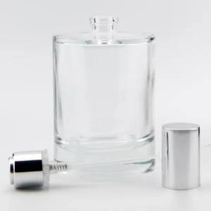 75ml AOS Clear Fragrance Bottle 15FEA with Bright Silver Push-On Atomiser and Bright Silver Aluminium Tri-Cap
