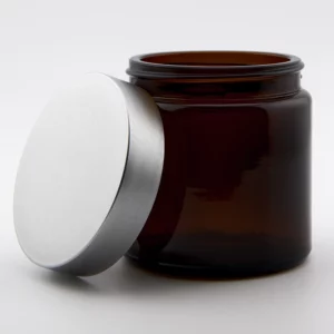 120ml Amber Glass Ointment Jar and R3/58 Sprayed Matt Silver PP Screw Cap EPE liner