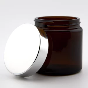 120ml Amber Glass Ointment Jar and R3/58 Bright silver PVDC lined with Aluminium Sheath