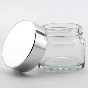15ml Clear Glass Ointment Jar and R3/38 PVDC lined Cap with Aluminium (Roll Edged) Bright silver Cap