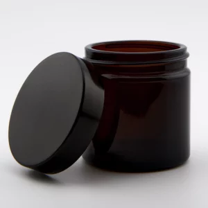 60ml Amber Glass Ointment Jar and Black PVDC lined Cap