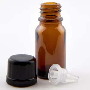 10ml Amber Newark Glass Bottle with GL18 Black Tamper Evident Cap and 0.5mm Dropper