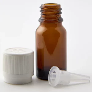 10ml Amber Newark Glass Bottle with GL18 White Tamper Evident CRC Cap and 0.7mm Dropper