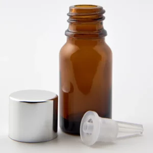 10ml Amber Newark Glass Bottle with GL18 Bright silver Alu Cap and 0.7mm Dropper