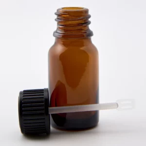 10ml Amber Newark Glass Bottle with GL18 Black Cap & 53mm Spatula