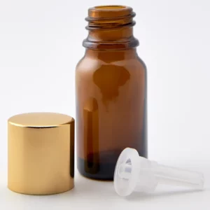 10ml Amber Newark Glass Bottle with GL18 Bright Gold Alu Cap and 0.7mm Dropper