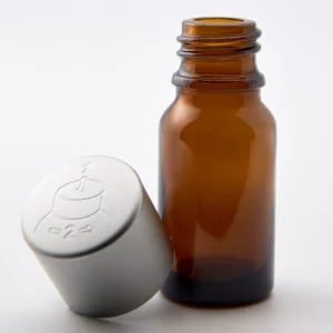 10ml Amber Newark Glass Bottle with GL18 Black CRC with Matt Silver Overcap