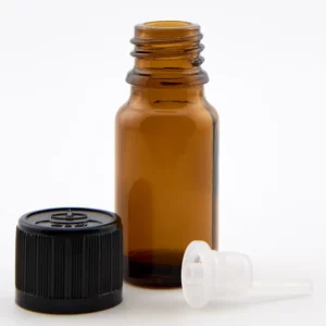 10ml Amber Kingston Bottle with Black Child Resistant Cap & 1.5mm Dropper