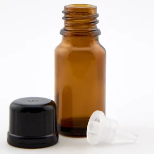 10ml Amber Kingston Bottle with Black Tamper Evident Cap & 0.5mm Dropper