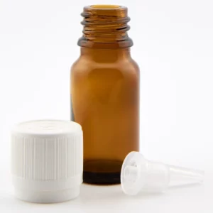 10ml Amber Kingston Bottle with White Tamper Evident Cap & 0.7mm Dropper