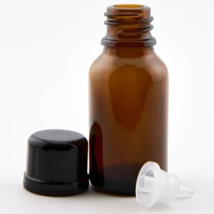 15ml Amber Newark Glass Bottle with GL18 Black Tamper Evident Cap and 0.5mm Dropper