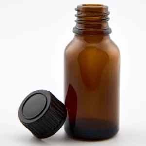 15ml Amber Newark Glass Bottle with GL18 Black Boreseal Cap