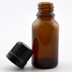 15ml Amber Newark Glass Bottle with GL18 Black Tamper Evident Boreseal Cap