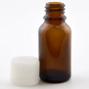 15ml Amber Newark Glass Bottle with Natural GL18 Child Resistant Cap