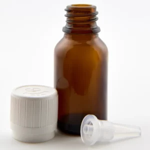 15ml Amber Newark Glass Bottle with GL18 White Tamper Evident CRC Cap and 0.7mm Dropper