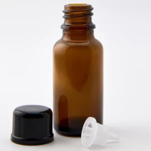 20ml Amber Newark Glass Bottle with GL18 Black Cap and 0.8mm Dropper