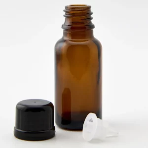 20ml Amber Newark Glass Bottle with GL18 Black Tamper Evident Cap and 0.5mm Dropper