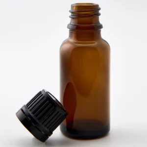 20ml Amber Newark Glass Bottle with GL18 Black Tamper Evident Boreseal Cap