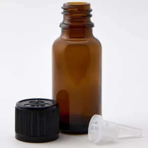 20ml Amber Newark Glass Bottle with GL18 White Tamper Evident CRC Cap and 0.7mm Dropper