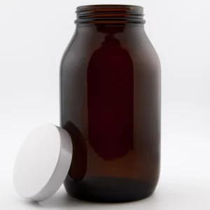 500ml Clear Glass Powder Jar and R3/58 White Urea Cap PVDC lined