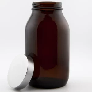 500ml Clear Glass Powder Jar and R3/58 Sprayed Matt Silver PP Screw Cap EPE liner